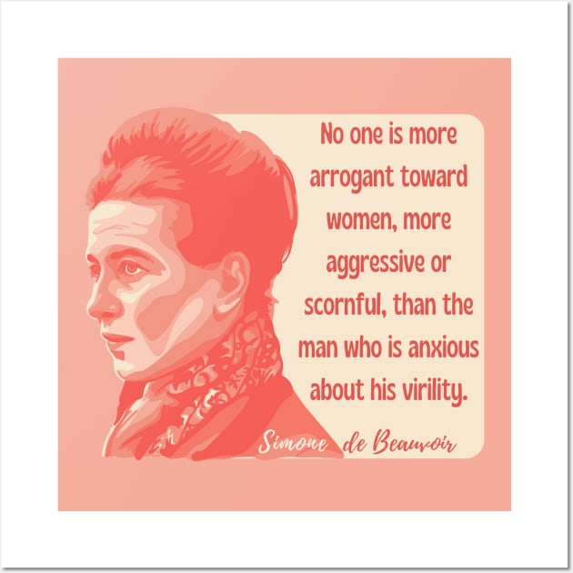 Simone de Beauvoir Portrait and Quote Wall Art by Slightly Unhinged